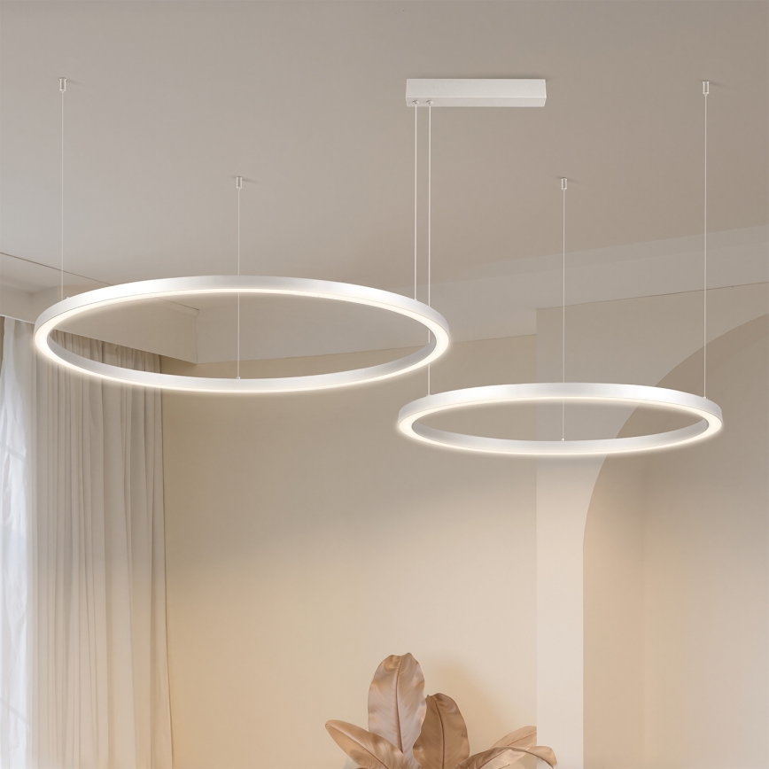 Brilagi - Lampadario LED dimmerabile a sospensione su cavo PORTOFINO LED/98W/230V 3000-6000K argento + telecomando
