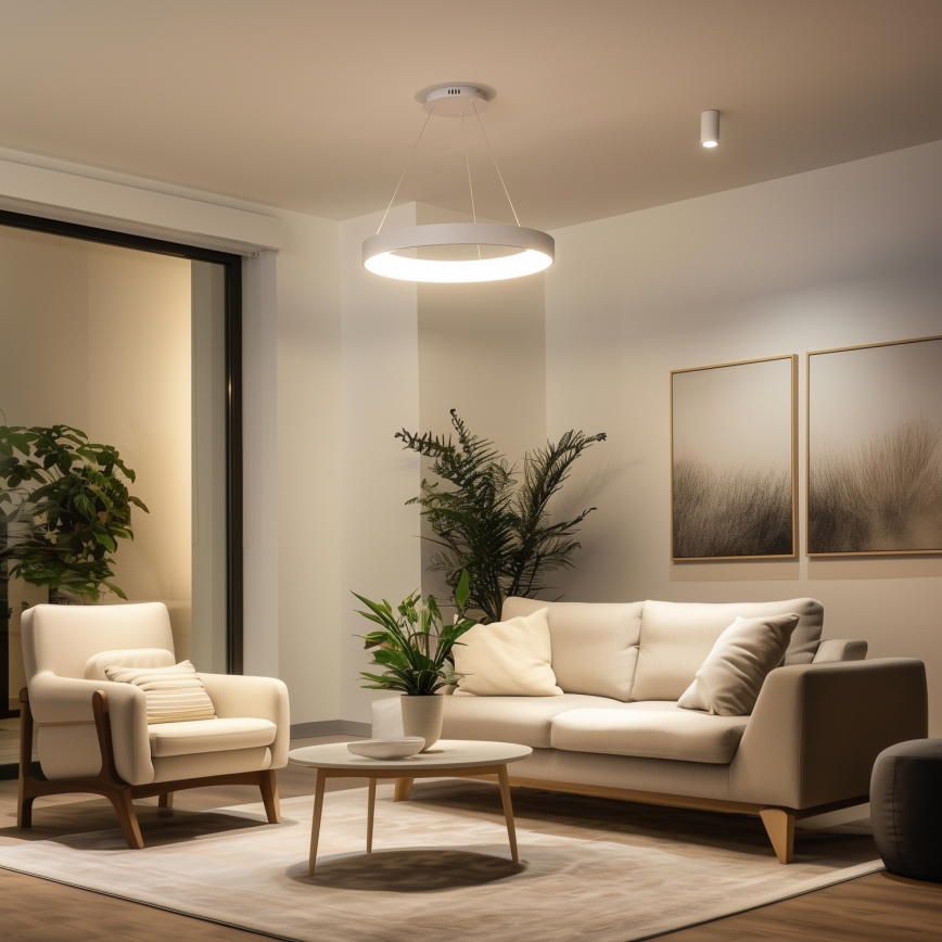 Brilagi - Lampadario sospeso dimmerabile a cavi FALCON II LED/99W/230V 3000-6500K Ø 60 cm bianco + telecomando