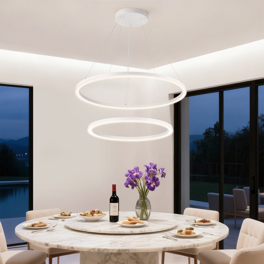 Brilagi - Lampadario LED dimmerabile a cavo PORTOFINO LED/98W/230V 3000-6000K Ø 80 cm bianco + telecomando