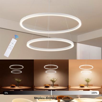 Brilagi - Lampadario LED dimmerabile a cavo PORTOFINO LED/98W/230V 3000-6000K Ø 80 cm bianco + telecomando