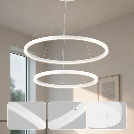 Brilagi - Lampadario LED dimmerabile a cavo PORTOFINO LED/98W/230V 3000-6000K Ø 80 cm bianco + telecomando