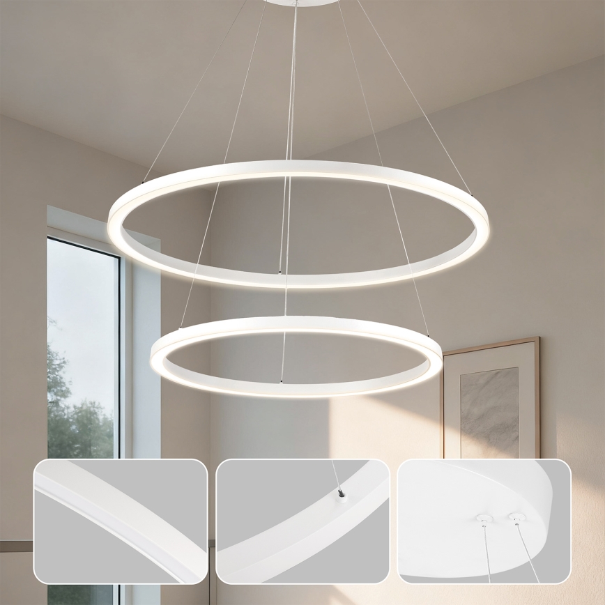 Brilagi - Lampadario LED dimmerabile a cavo PORTOFINO LED/98W/230V 3000-6000K Ø 80 cm bianco + telecomando