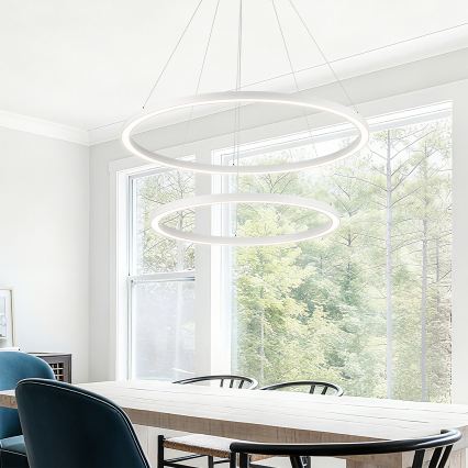 Brilagi - Lampadario LED dimmerabile a cavo PORTOFINO LED/98W/230V 3000-6000K Ø 80 cm bianco + telecomando