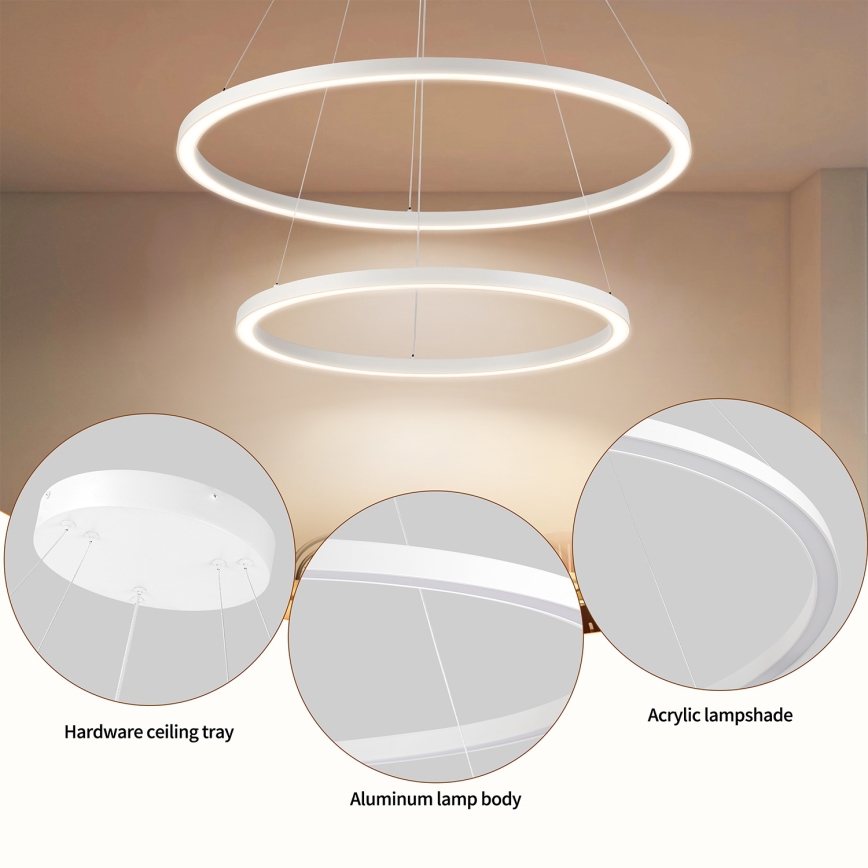 Brilagi - Lampadario LED dimmerabile a cavo PORTOFINO LED/98W/230V 3000-6000K Ø 80 cm bianco + telecomando