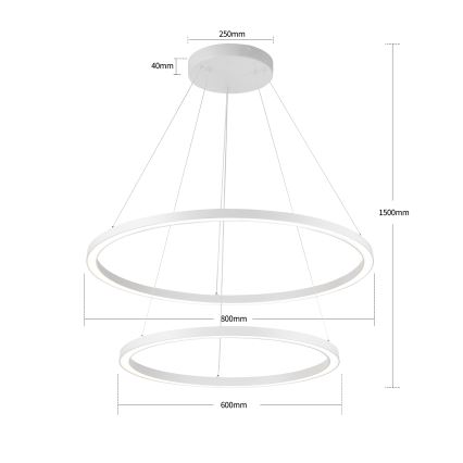 Brilagi - Lampadario LED dimmerabile a cavo PORTOFINO LED/98W/230V 3000-6000K Ø 80 cm bianco + telecomando