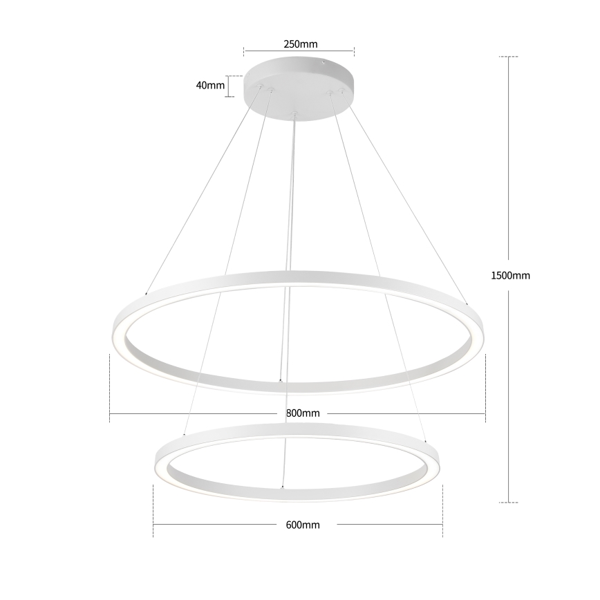 Brilagi - Lampadario LED dimmerabile a cavo PORTOFINO LED/98W/230V 3000-6000K Ø 80 cm bianco + telecomando