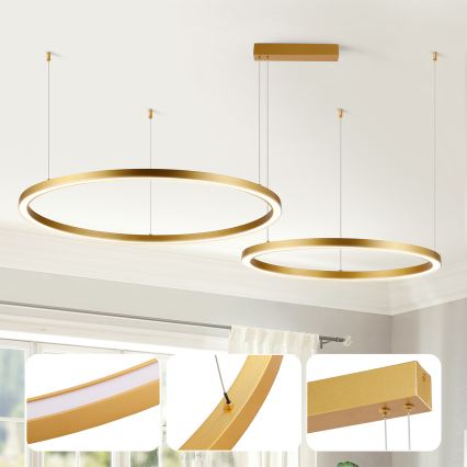 Brilagi - Lampadario LED dimmerabile su cavo PORTOFINO LED/98W/230V 3000-6000K dorato + telecomando