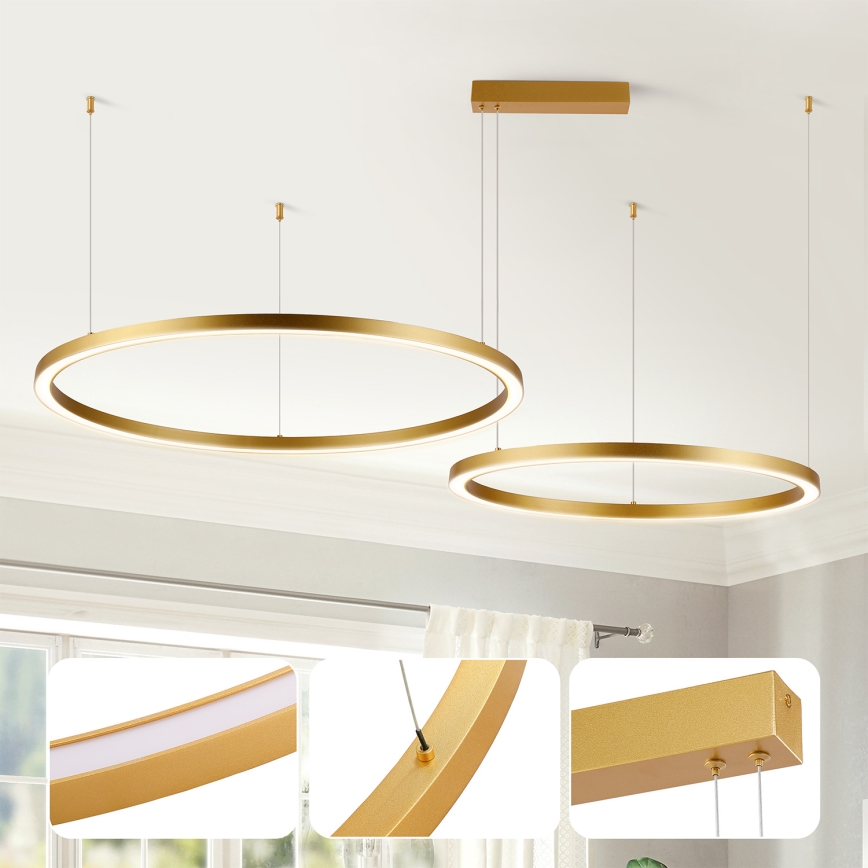 Brilagi - Lampadario LED dimmerabile su cavo PORTOFINO LED/98W/230V 3000-6000K dorato + telecomando