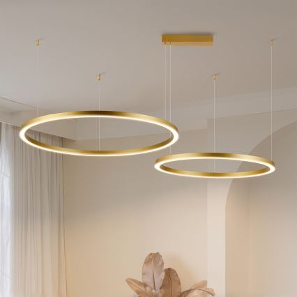 Brilagi - Lampadario LED dimmerabile su cavo PORTOFINO LED/98W/230V 3000-6000K dorato + telecomando