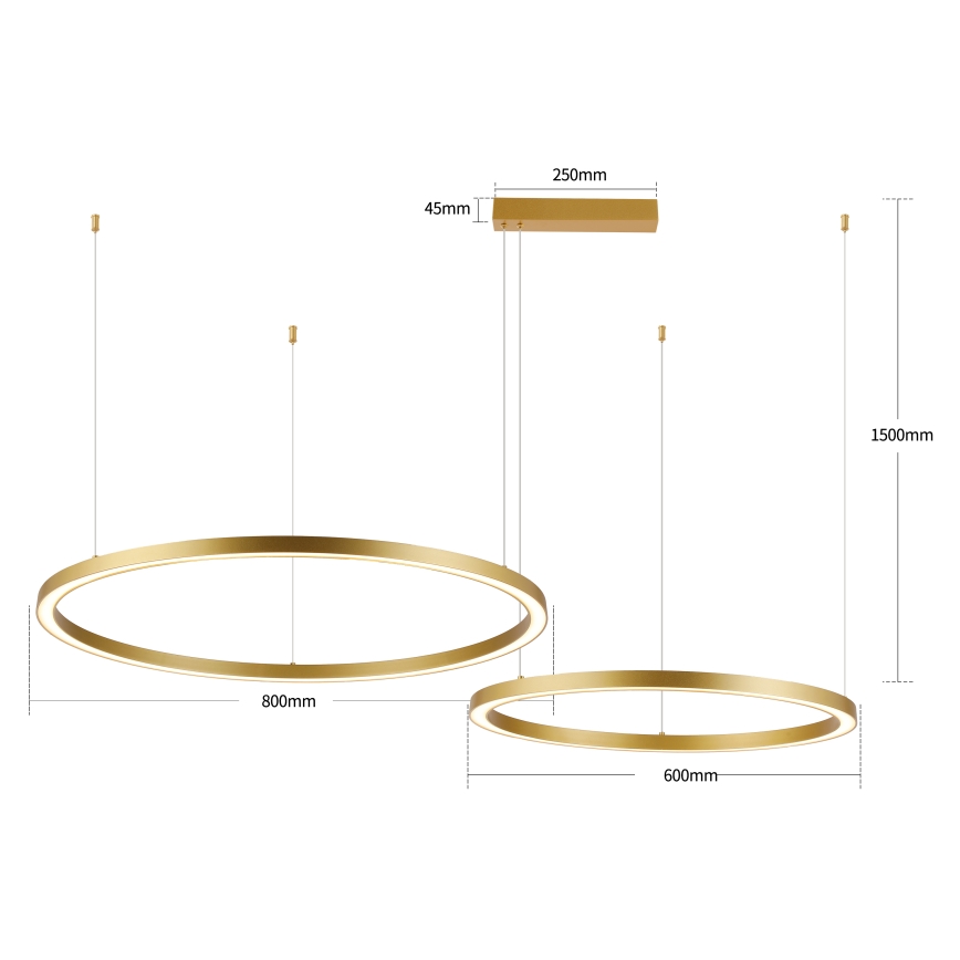 Brilagi - Lampadario LED dimmerabile su cavo PORTOFINO LED/98W/230V 3000-6000K dorato + telecomando