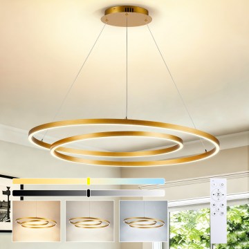 BRILAGI - Lampadario LED dimmerabile su cavo TWISTER LED/105W/230V 3000-6000K Ø 100 cm dorato + telecomando