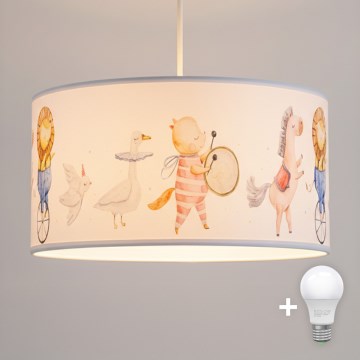 Brilagi - Lampadario LED per bambini a sospensione BOBO 1xE27/10W/230V Ø 35 cm bianco/con animaletti