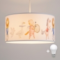 Brilagi - Lampadario LED per bambini a sospensione BOBO 1xE27/60W/230V Ø 35 cm bianco/con animaletti