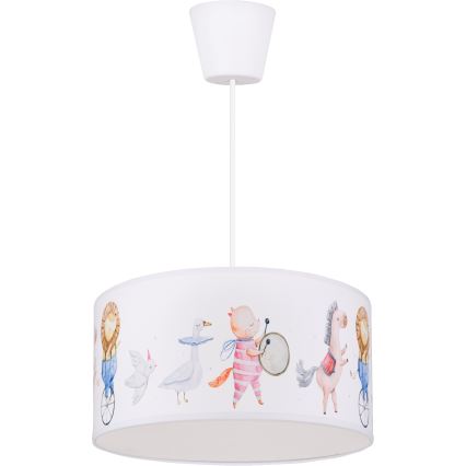 Brilagi - Lampadario LED per bambini a sospensione BOBO 1xE27/60W/230V Ø 35 cm bianco/con animaletti