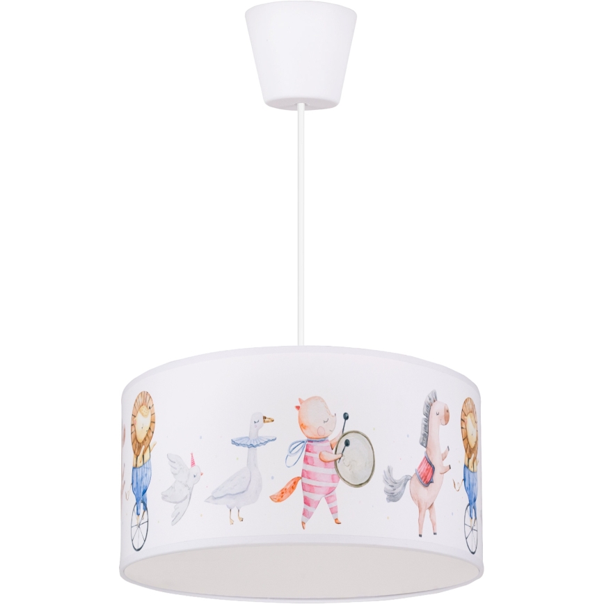 Brilagi - Lampadario LED per bambini a sospensione BOBO 1xE27/60W/230V Ø 35 cm bianco/con animaletti