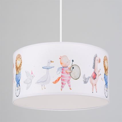 Brilagi - Lampadario LED per bambini a sospensione BOBO 1xE27/60W/230V Ø 35 cm bianco/con animaletti