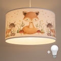 Brilagi - Lampadario LED per bambini a sospensione con cavo BOBO 1xE27/10W/230V Ø 35 cm bianco/animaletti