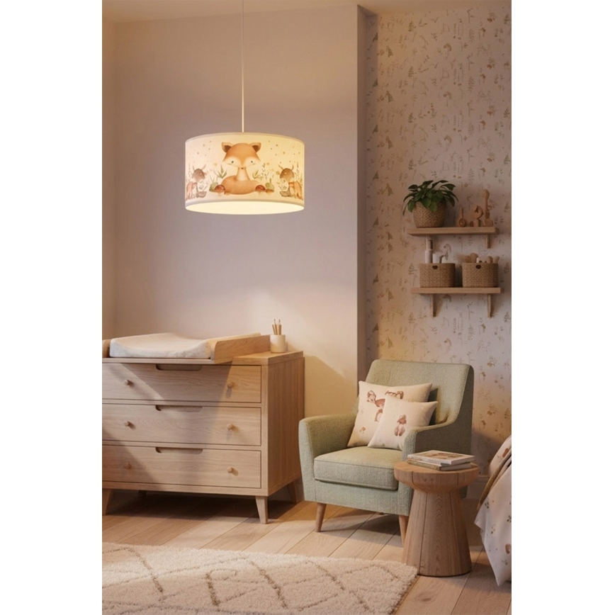 Brilagi - Lampadario LED per bambini a sospensione con cavo BOBO 1xE27/10W/230V Ø 35 cm bianco/animaletti