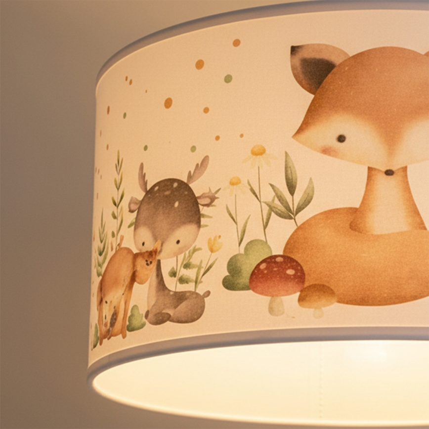 Brilagi - Lampadario LED per bambini a sospensione con cavo BOBO 1xE27/10W/230V Ø 35 cm bianco/animaletti