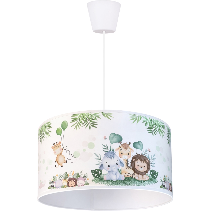 Brilagi - Lampadario LED per bambini a sospensione con cavo BOBO 1xE27/10W/230V Ø 35 cm bianco/giungla