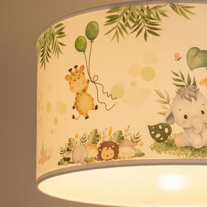 Brilagi - Lampadario LED per bambini a sospensione con cavo BOBO 1xE27/10W/230V Ø 35 cm bianco/giungla