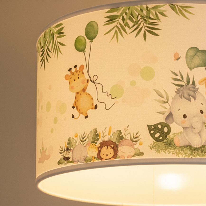 Brilagi - Lampadario LED per bambini a sospensione con cavo BOBO 1xE27/10W/230V Ø 35 cm bianco/giungla