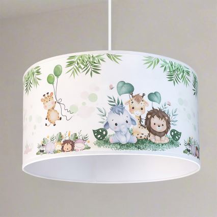 Brilagi - Lampadario LED per bambini a sospensione con cavo BOBO 1xE27/10W/230V Ø 35 cm bianco/giungla