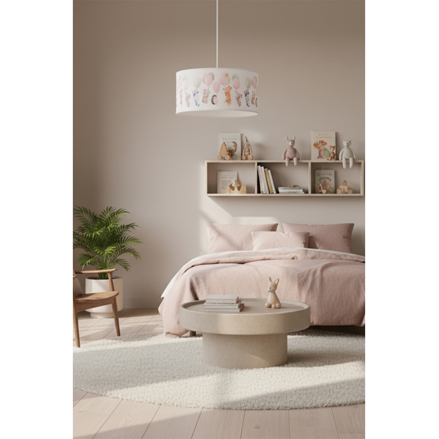 Brilagi - Lampadario LED per bambini a sospensione con cavo BOBO 1xE27/10W/230V Ø 35 cm bianco/motivo animali
