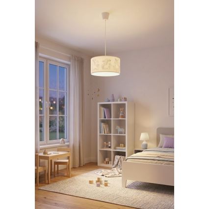 Brilagi - Lampadario LED per bambini a cavo BOBO 1xE27/10W/230V Ø 35 cm bianco/unicorni