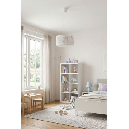 Brilagi - Lampadario LED per bambini a cavo BOBO 1xE27/10W/230V Ø 35 cm bianco/unicorni