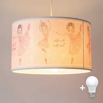 Brilagi - Lampadario LED per bambini a sospensione con cavo BOBO 1xE27/10W/230V Ø 35 cm rosa/ballerine