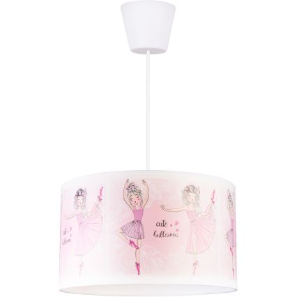 Brilagi - Lampadario LED per bambini a sospensione con cavo BOBO 1xE27/10W/230V Ø 35 cm rosa/ballerine