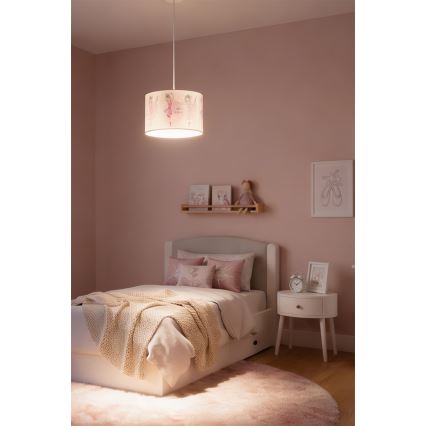 Brilagi - Lampadario LED per bambini a sospensione con cavo BOBO 1xE27/10W/230V Ø 35 cm rosa/ballerine
