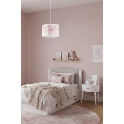 Brilagi - Lampadario LED per bambini a sospensione con cavo BOBO 1xE27/10W/230V Ø 35 cm rosa/ballerine