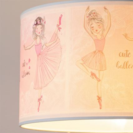 Brilagi - Lampadario LED per bambini a sospensione con cavo BOBO 1xE27/10W/230V Ø 35 cm rosa/ballerine