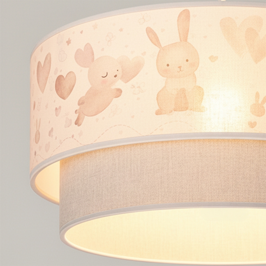 Brilagi - Lampada a sospensione LED per bambini con cavo BOBO 1xE27/10W/230V Ø 40 cm crema/grigio/coniglietti