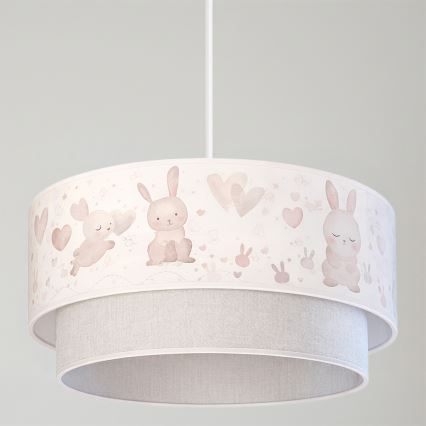 Brilagi - Lampada a sospensione LED per bambini con cavo BOBO 1xE27/10W/230V Ø 40 cm crema/grigio/coniglietti