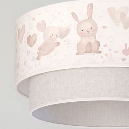 Brilagi - Lampada a sospensione LED per bambini con cavo BOBO 1xE27/10W/230V Ø 40 cm crema/grigio/coniglietti