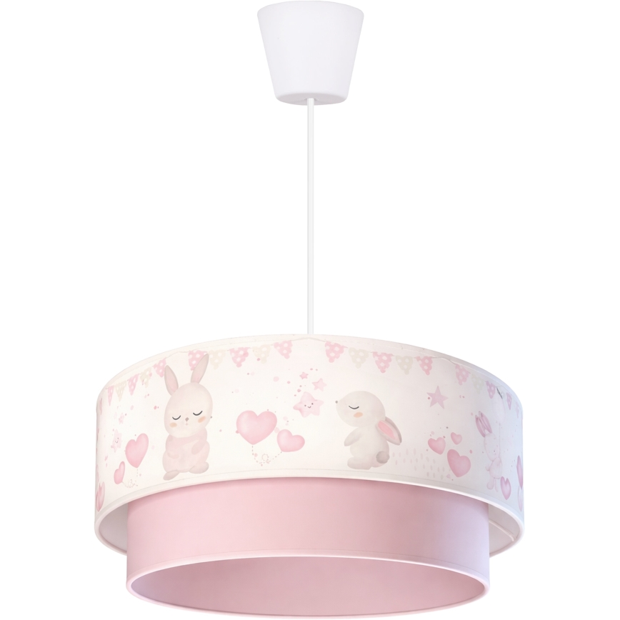 Brilagi - Lampadario LED per bambini a sospensione con cavo BOBO 1xE27/10W/230V Ø 40 cm crema/rosa/coniglietti