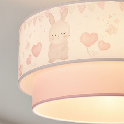 Brilagi - Lampadario LED per bambini a sospensione con cavo BOBO 1xE27/10W/230V Ø 40 cm crema/rosa/coniglietti