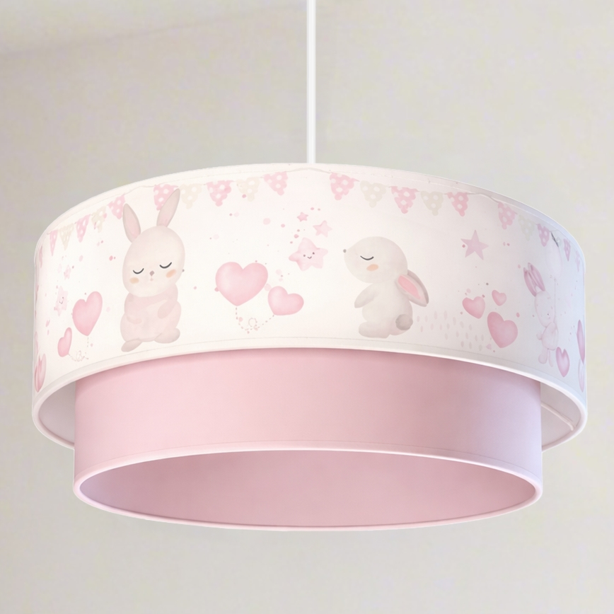 Brilagi - Lampadario LED per bambini a sospensione con cavo BOBO 1xE27/10W/230V Ø 40 cm crema/rosa/coniglietti