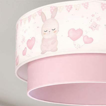 Brilagi - Lampadario LED per bambini a sospensione con cavo BOBO 1xE27/10W/230V Ø 40 cm crema/rosa/coniglietti