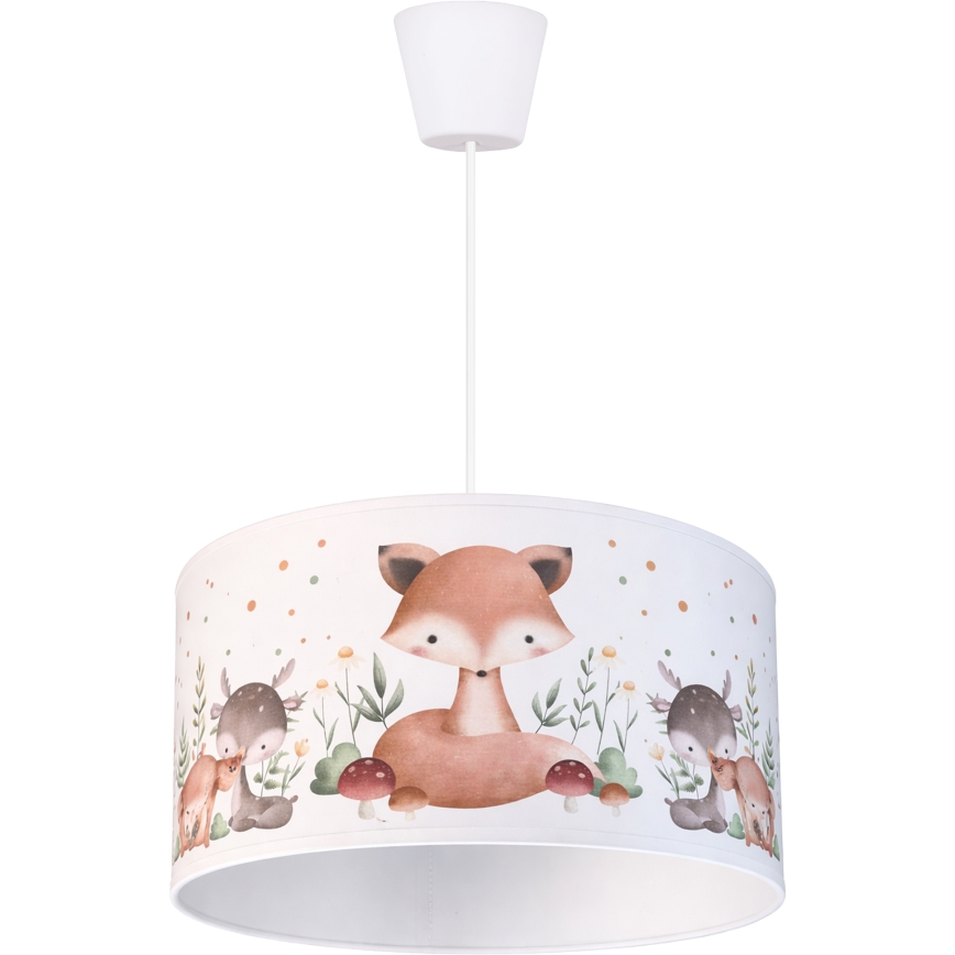 Brilagi - Lampadario LED per bambini a sospensione con cavo BOBO 1xE27/60W/230V Ø 35 cm bianco/animaletti