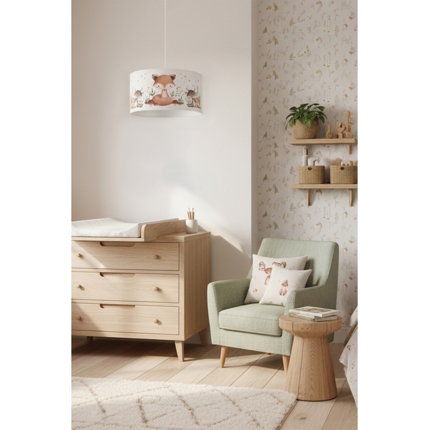 Brilagi - Lampadario LED per bambini a sospensione con cavo BOBO 1xE27/60W/230V Ø 35 cm bianco/animaletti