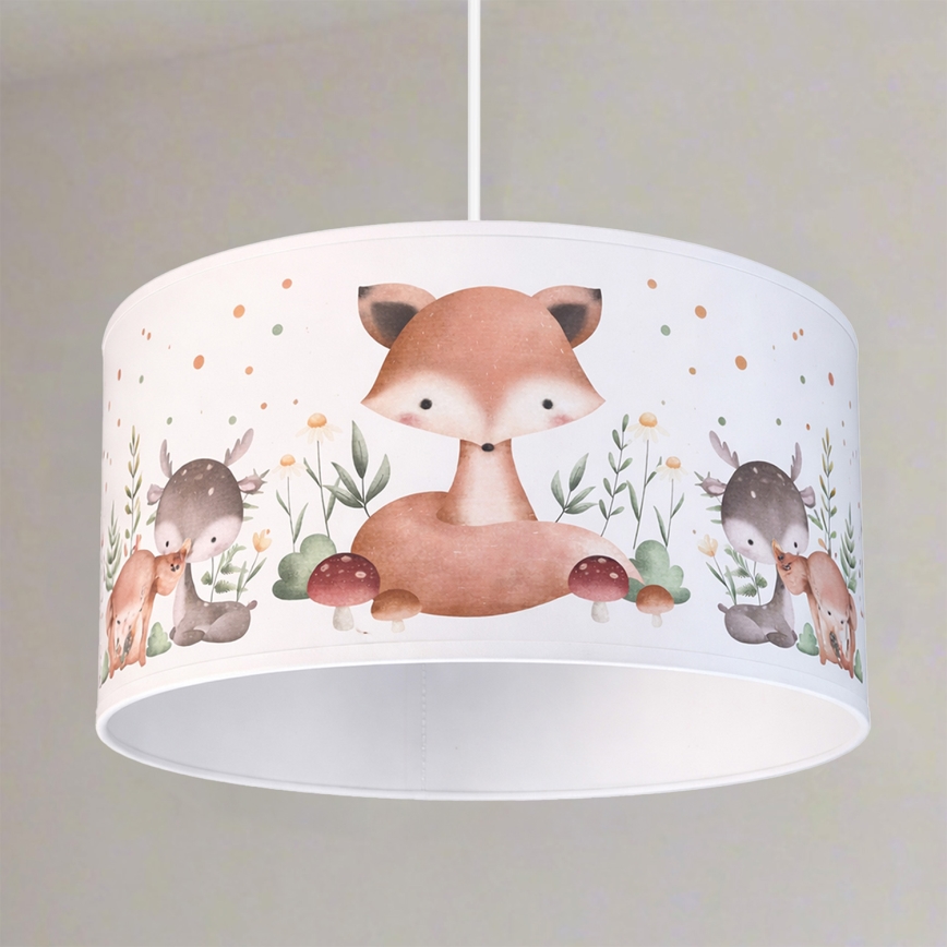 Brilagi - Lampadario LED per bambini a sospensione con cavo BOBO 1xE27/60W/230V Ø 35 cm bianco/animaletti