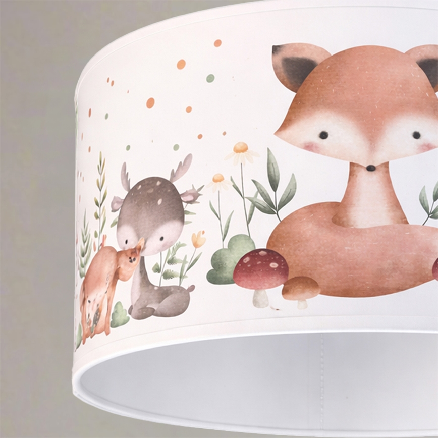 Brilagi - Lampadario LED per bambini a sospensione con cavo BOBO 1xE27/60W/230V Ø 35 cm bianco/animaletti