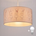 Brilagi - Lampadario LED per bambini a sospensione con cavo BOBO 1xE27/60W/230V Ø 35 cm bianco/coniglietti