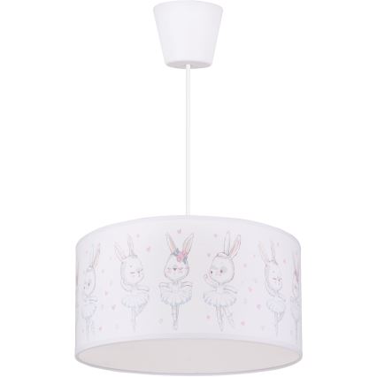 Brilagi - Lampadario LED per bambini a sospensione con cavo BOBO 1xE27/60W/230V Ø 35 cm bianco/coniglietti