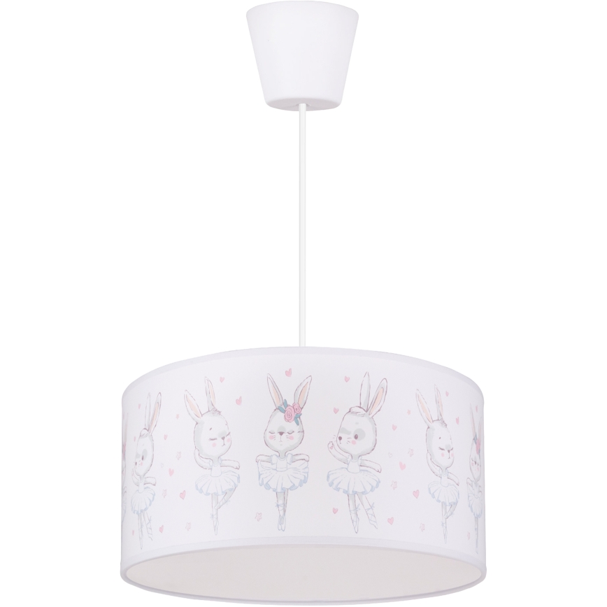 Brilagi - Lampadario LED per bambini a sospensione con cavo BOBO 1xE27/60W/230V Ø 35 cm bianco/coniglietti