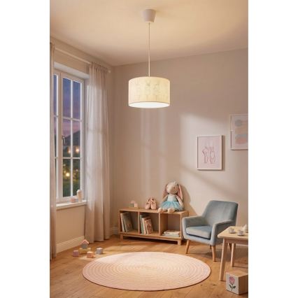 Brilagi - Lampadario LED per bambini a sospensione con cavo BOBO 1xE27/60W/230V Ø 35 cm bianco/coniglietti